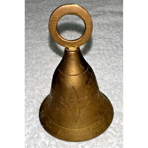 Vintage Hand Etched Bird Design Solid Brass Bell with Dinger Made in India